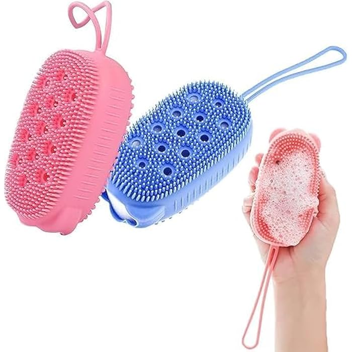 Silicone Bath Brush for Body Cleaning - Bath Brush for Women and Men, Deep Cleaning Body Massage Brush, Double Sided Bath Loofah - Different Color - Image 1